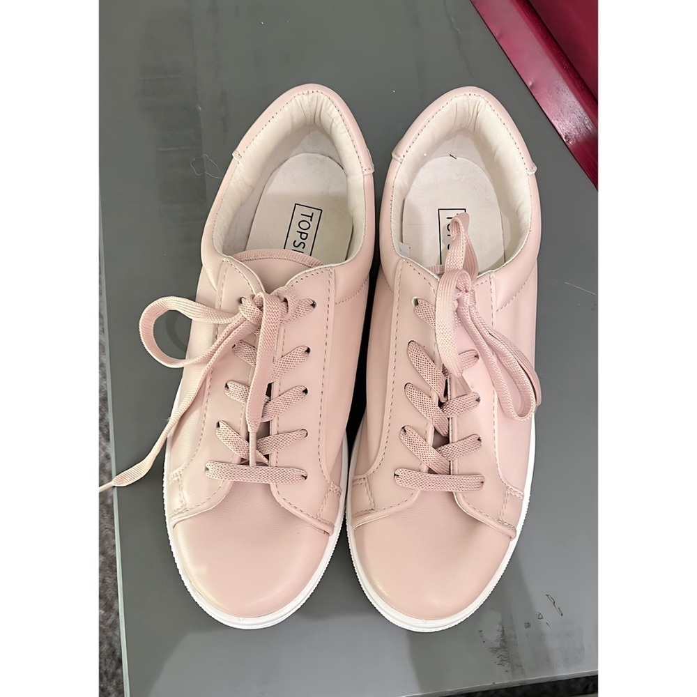 TopShop Nordstrom Faux Leather Platform Blush/Peach Sneakers